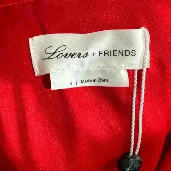 Lovers + Friends Sylvia Red Maxi Whimsigoth Lace Ruffle Satin Slit Dress Size S - Picture 14 of 16